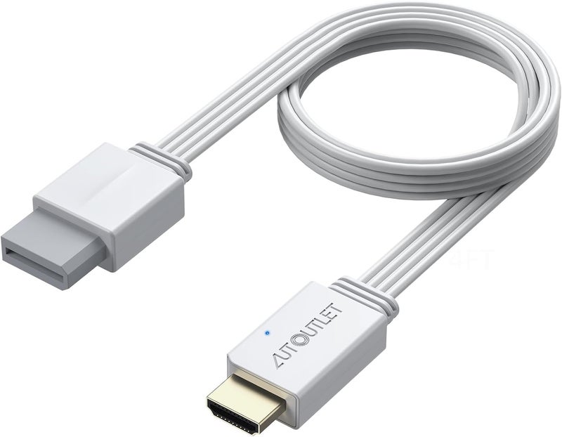 AUTOUTLET محول Wii إلى HDMI 1080P بطول 4 أقدام/120 سم لجهاز Full HD، محول مع كابل HDMI ذكر مخرج متوافق مع نينتندو وي، وي يو، HDTV، شاشة - يدعم جميع أوضاع عرض Wii - Image 1